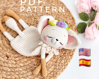 PATTERN ONLY: Fennec fox Lovey | Fennec baby security blanket | Diy crochet Fennec snuggler | PDF in English, Spanish