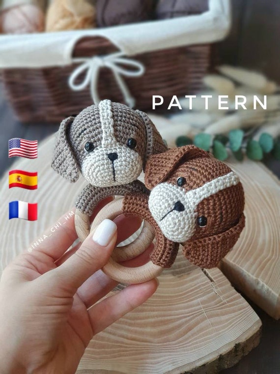 PATR N SOLO Sonajero cachorro beb Juguete amigurumi perro