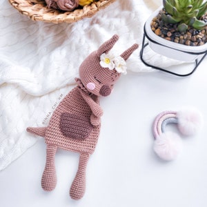 PATTERN ONLY: Kangaroo Lovey Kangaroo Baby Security Blanket Diy crochet Kangaroo snuggler PDF in English zdjęcie 3