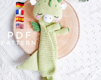 PATTERN ONLY: Dragon Lovey | Dragon Baby Security Blanket | Diy crochet amigurumi toy | PDF in English, Spanish, French, German