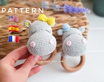Hippo Rattle Crochet Pattern: Amigurumi Toy Tutorial (PDF)