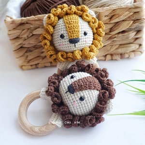 PATTERN ONLY: Lion Baby Rattle Safari Animal Toy Amigurumi lion toy Easy To Follow PDF Pattern in English, French, Spanish image 6