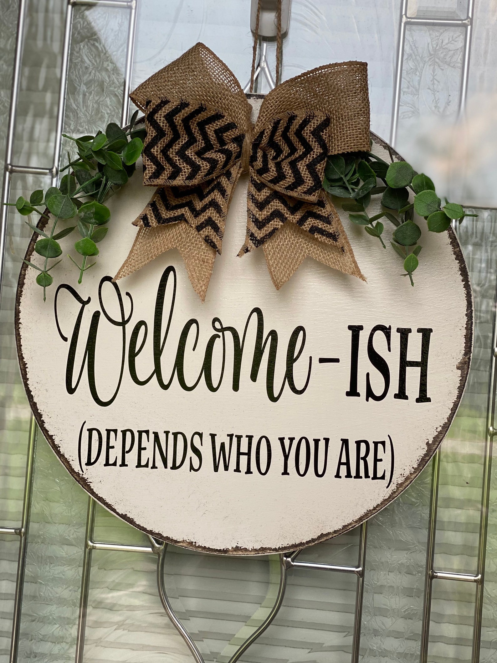 distressed round door hanger Etsy