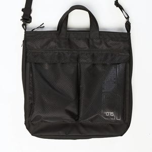 Black Shoulder Laptop Bag with Multiple Pockets, Traveler techwear sling computer bag, cyberpunk tactical bag, messenger bag