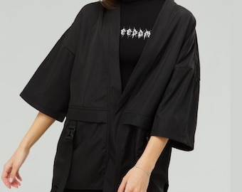 Harajuku strapped kimono, urban ninja alternative haori, japanese festival outerwear