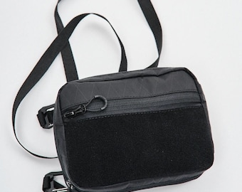 Urban techwear velcro crossbody, edc travel shoulder bag, gorpcore cyberpunk accessory