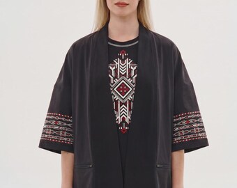 Urban ninja techwear kimono, summer noragi outerwear, streetwear gothic haori robe