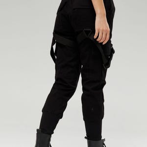 Techwear warcore pants, cargo pants straps, tactical womens trousers, multi pocket pants image 7
