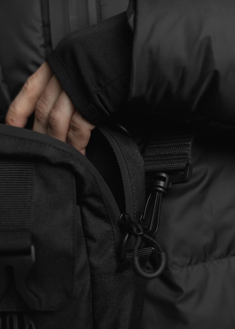 Techwear travel crossbody, gorpcore tactical sling bag, urban combat shoulder pouch image 7