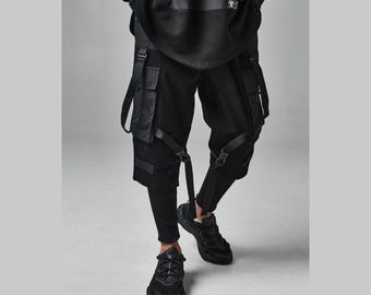Tapered streetwear сargo pants, multi pocket unisex trousers, alt fashion tactical joggers