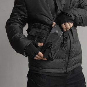 Techwear travel crossbody, gorpcore tactical sling bag, urban combat shoulder pouch image 5