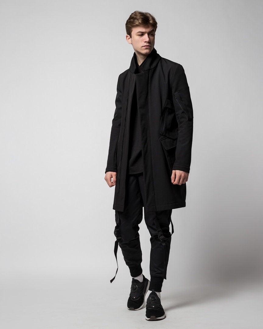 Trenchcoat Raincoat Maxi Coat Trench Coat Men Black Trench - Etsy