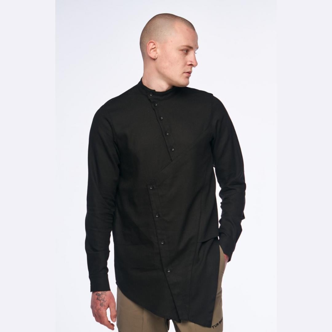 しゃーたん様＊L’Or＊Asymmetry Collar Shirt Amazon.com: ZMIN Men's Diagonal Button Irregular Shirt