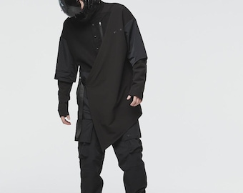 Cyberpunk 2077 style noragi, techwear shirt, futuristic streetwear, cyberpunk gift for him
