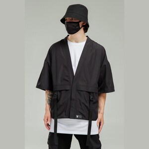 Oversized Kimono Jacket with Magnetic Closures