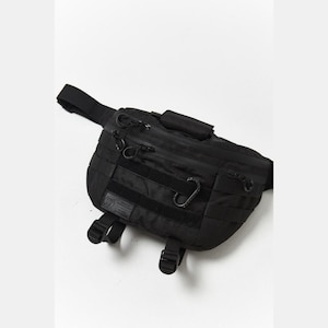 Techwear black waist bag, velcro panel unisex pouch, small edc crossbody, darkwear accessory
