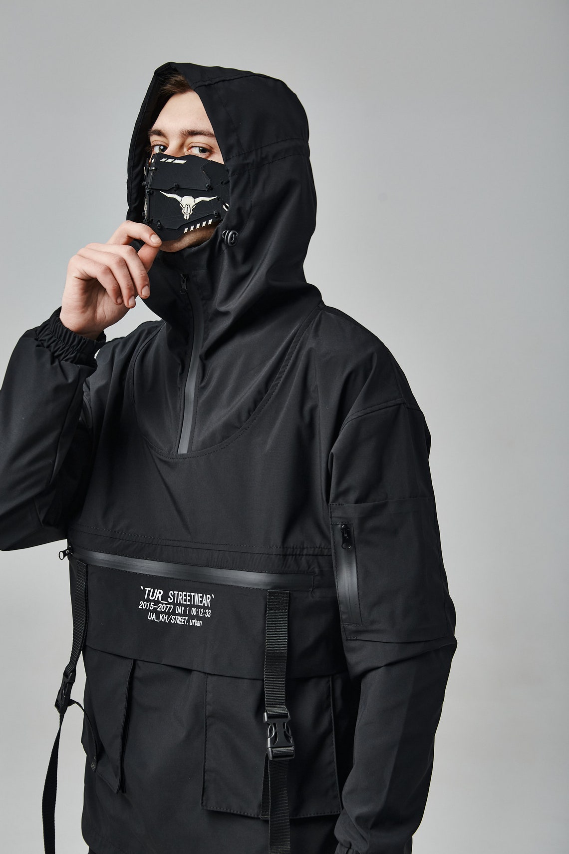 Black Jacket Techwear Cybergoth Gothic Jacket Monogram - Etsy