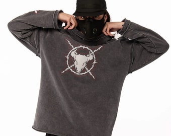 Techwear, longsleeve, futuristic clothing, cybergoth, japanese sweatshirt, oversized sweatshirt