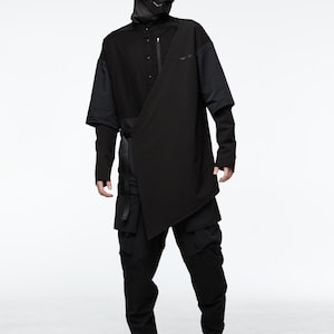 Darkwear kimono, noragi kimono jacket, japanese streetwear clothing, ninja garment fashion image 8