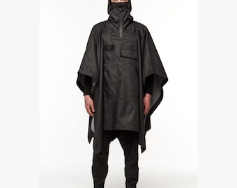 1960s Genuine Swedish Army Black Raincoat Rubber Coat