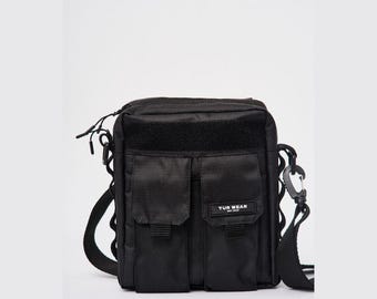 Tactical crossbody messenger, edc techwear shoulder bag, travel multipocket gear