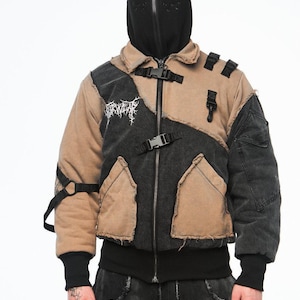 Unique design bomber jacket, cyberpunk 2077 custom bomber, cropped bomber techwear jacket, rave autumn outerwear men