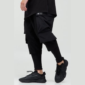 Loose Fit Cargo Pants with Elastic Waist and Multiple Pockets