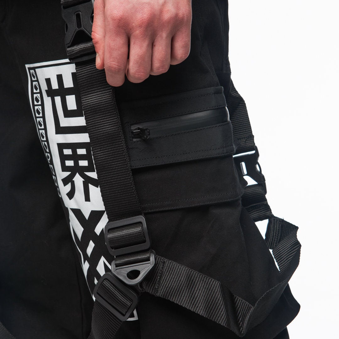 Samurai Print Cargo Pants With Straps and Pockets - Etsy