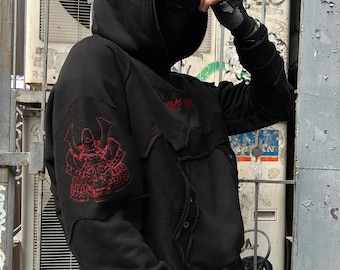 Warcore hoodie, hoodies for teens, hypebeast hoodie, cyberpunk hoodie, cyberpunk hoodie, grunge hoodie, goth hoodie, futuristic clothing.
