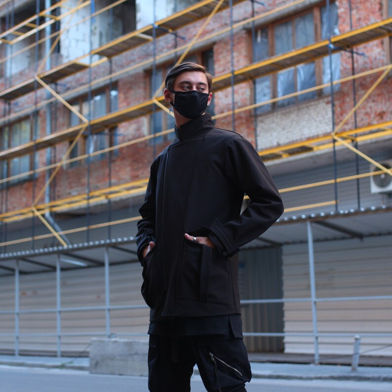Black Trench Coat Samurai Jacket Long Trench Coat Nylon | Etsy