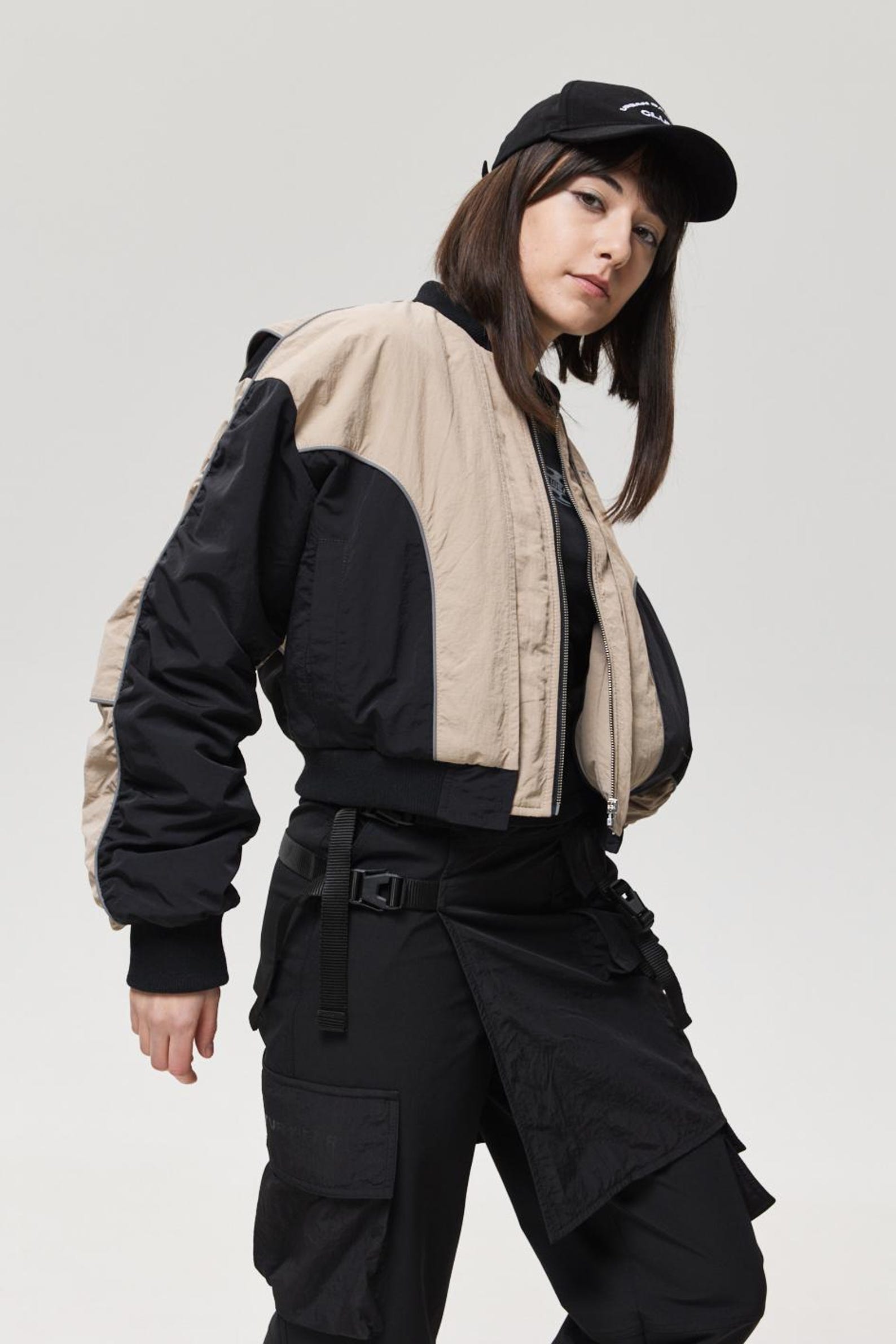 Cropped Ykk Zipper Bomber, Techwear Cropped Jacket, Utility Style Coat ...