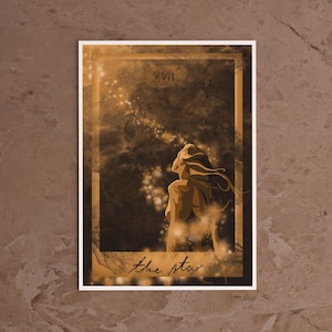 The star - Tarotkarte, Kunstdruck, der Stern, Schwarz-Gold, DinA5/4/3, Wicca/ Nachhaltigkeit