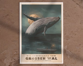 Wal Kunstdruck - "Die Geschichte vom Großen Wal" / Poster / Vintagedruck / Artprint