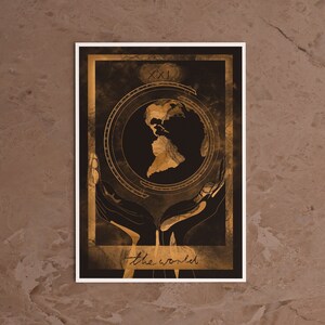 The world - Tarotkarte, Kunstdruck, the world, Schwarz-Gold, DinA5/4/3, Wicca/ Nachhaltiger Versand