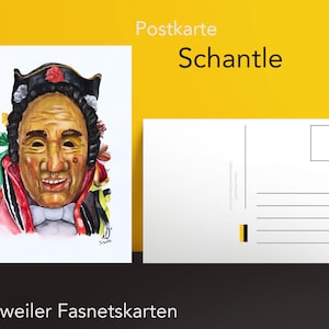 Rottweiler Fasnet - Postkarte - Schantle / Narrensprung Rottweil / Kunstdruck / Rottweiler Kleidle