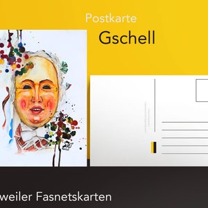 Rottweiler Fasnet - Postkarte - Gschell / Narrensprung Rottweil / Kunstdruck / Rottweiler Kleidle