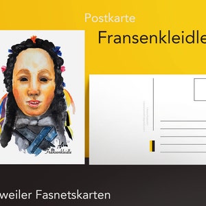 Rottweiler Fasnet - Postkarte - Fransenkleidle / Narrensprung Rottweil / Kunstdruck / Rottweiler Kleidle