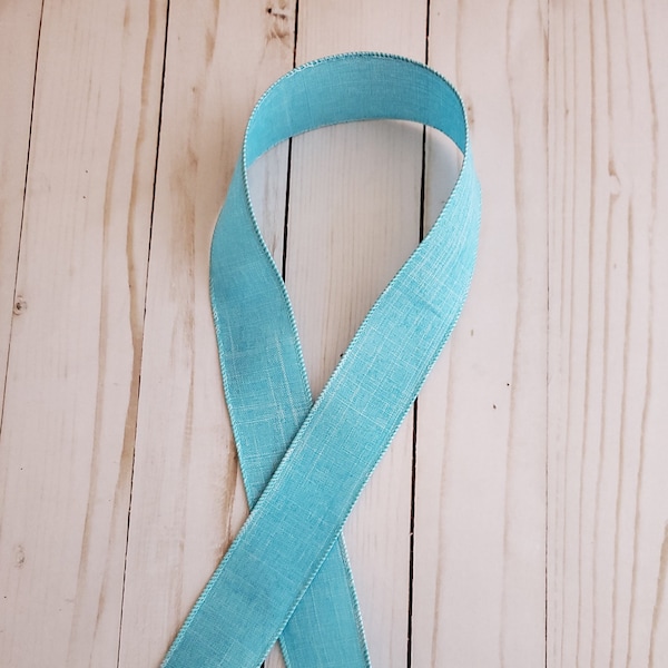 Aqua Blue Ribbon,  Aqua Wired Ribbon,  Light Blue Wired Ribbon,  Aqua  Canvas Ribbon