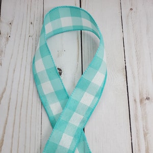 1.5&quot; Ice Blue Check Ribbon,  Wired Blue Check Ribbon,  Ice Blue  Wired Ribbon