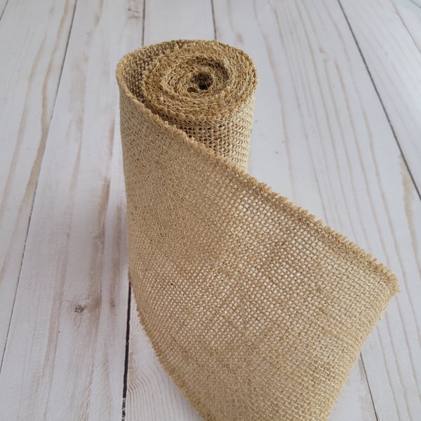 4" Burlap Ribbon, Non-wired Burlap Ribbon, Burlap Ribbon, Natural Burlap Ribbon