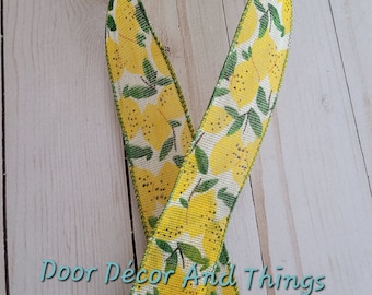 1.5" Lemon Wired Ribbon,  Lemon Ribbon on Canvas, Cut to Size