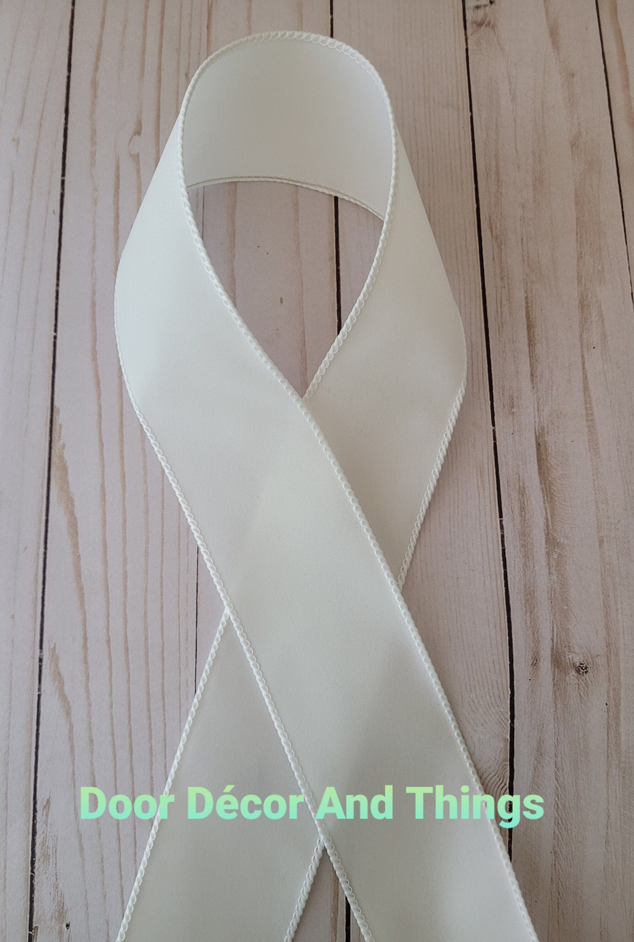 2.5 Wired White Velvet Ribbon, White Velvet Ribbon, White Wired