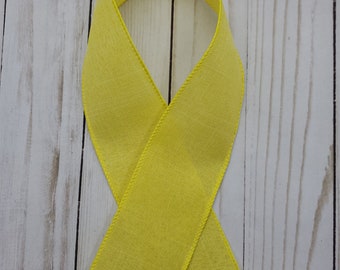 2.5" Yellow Canvas Ribbon, Bright Yellow Ribbon,  Yellow Wired Ribbon