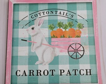 10" Carrot Patch Sign,   Easter sign, Spring Bunny Sign, Cottontail's Carrot Patch Sign