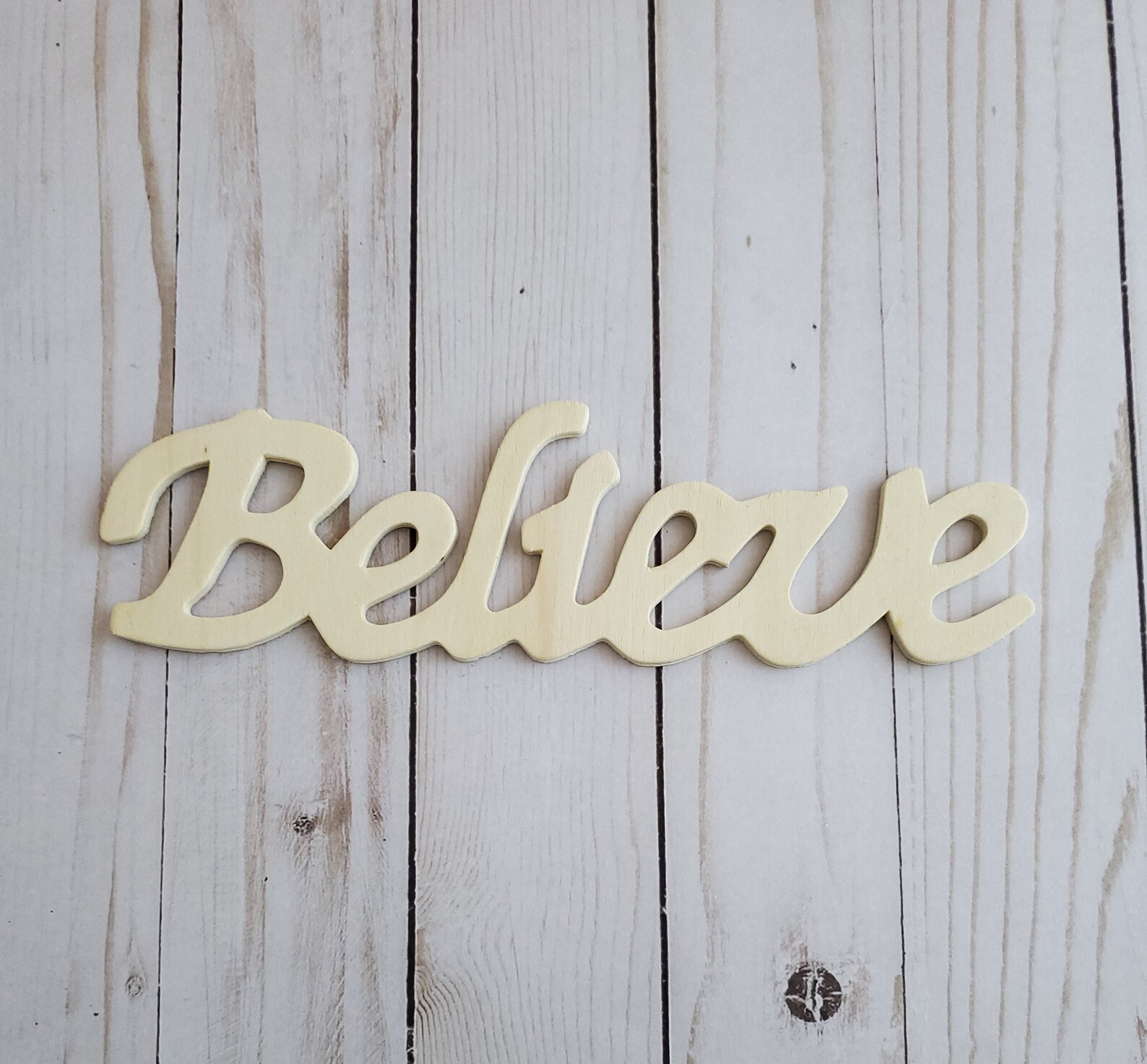 Unfinished Wood Believe Believe Wood Cutout Etsy
