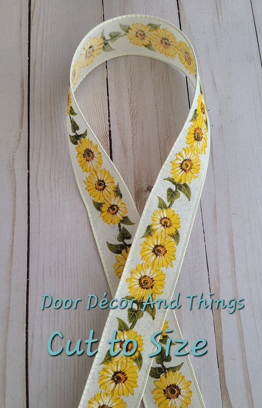 1.5 Sunflower Wired Ribbon Sunflower Ribbon on Natural Etsy