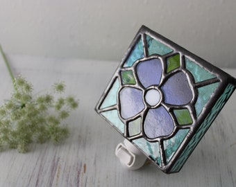 Stained Glass Flower Night Light- Large Single Bloom- Accent Light- Contemporary Heirloom Art & Home Decor- Nature Inspired Design