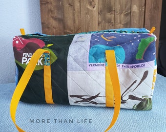 Custom-Made Duffle Bag w/ Your Upcycled T-shirts- Keepsake T-Shirt Travel Bag- Made to Order with your most Sentimental Clothes and Textiles