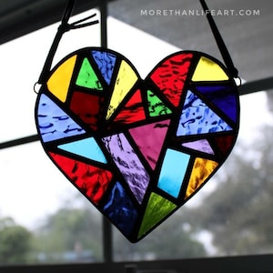 Stained Glass Heart Suncatcher: Custom Made Window Hanging