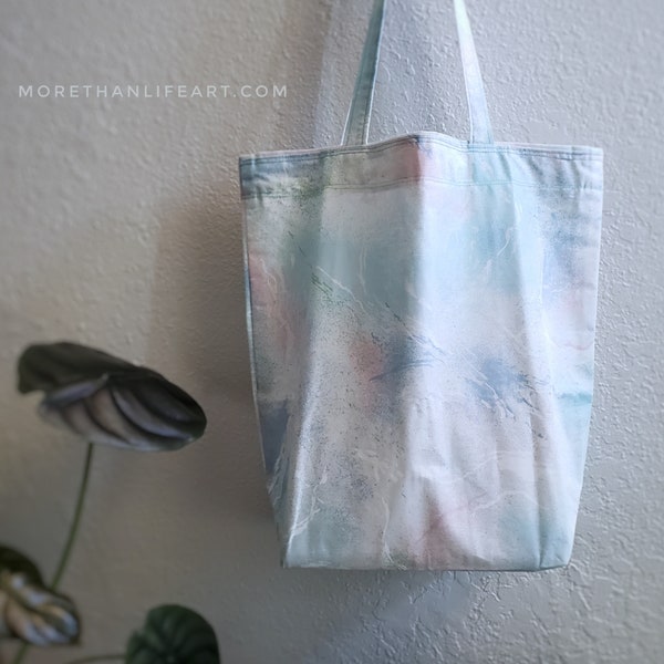 Abstract 80s Pastel Print Reusable Shopping Bag- Vintage Fabric Tote Bag- Strong and Durable Eco-friendly Bag